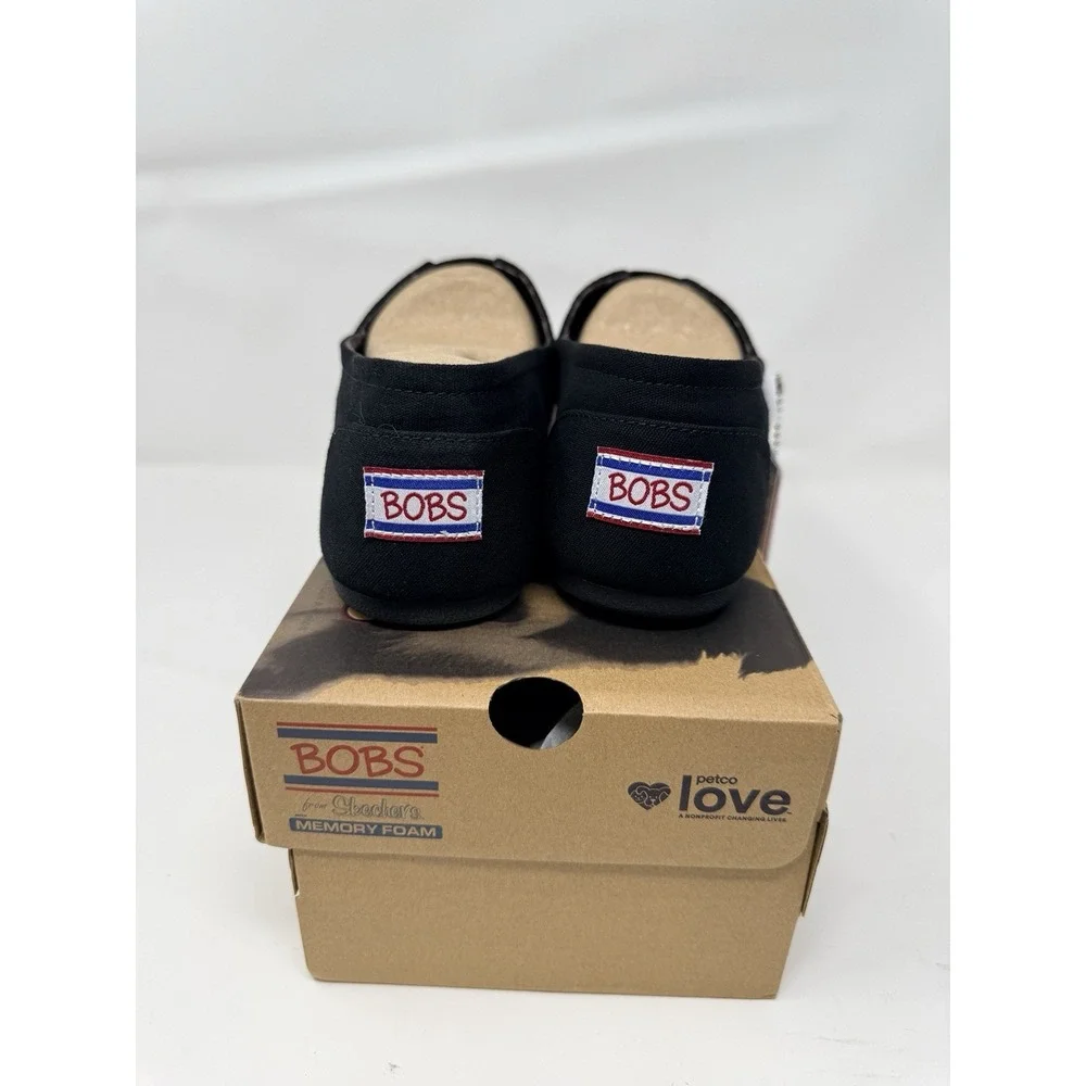 Skechers Bobs Women's Slip-On Shoe Plush Peace And Love Size 10 Wide Black Flats